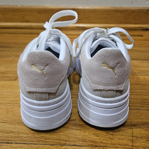 Puma White Tan Mayze Stacked Platform Lace Up Sneakers Shoes Size 8.5 - Picture 9 of 16